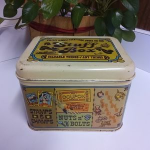 Vintage 1970's Cheinco Stash Stuff Storage Graphics Metal Tin/Trinket box Retro